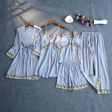 Load image into Gallery viewer, 2021 Print  Mulberry  Silk 5 Piece Pajama Set
