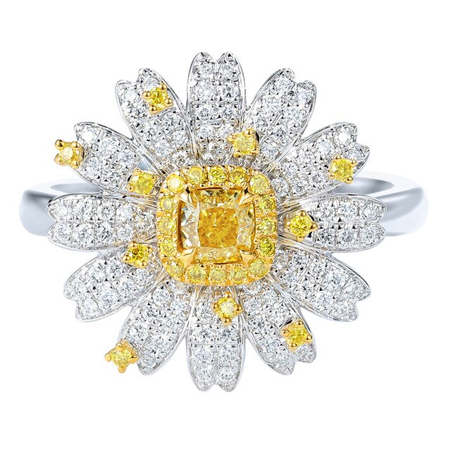 New Luxury Silver 925 Daisy Flower Rings for Women