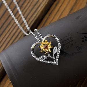 United States New Sunflower Heart-shaped Necklace
