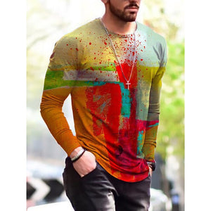 2021 Men's Long Sleeve T-shirts Summer New Fashion American Flag Print Top O-neck Pullovers Vintage Tshirts For Men Clothing