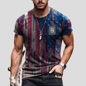 2021 Men's Long Sleeve T-shirts Summer New Fashion American Flag Print Top O-neck Pullovers Vintage Tshirts For Men Clothing