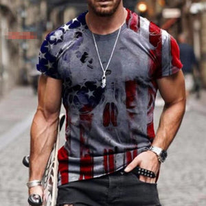 2021 Men's Long Sleeve T-shirts Summer New Fashion American Flag Print Top O-neck Pullovers Vintage Tshirts For Men Clothing
