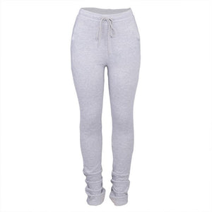 Drawstring Solid Stacked Pants