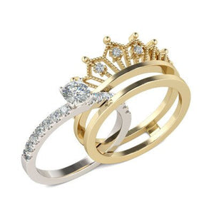 Two Pieces of Zircon Inlaid Gothic crown ring