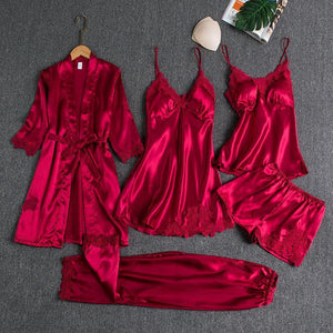 Mulberry  Silk 5 Piece Pajama Set