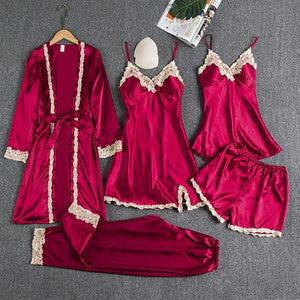 Mulberry  Silk 5 Piece Pajama Set